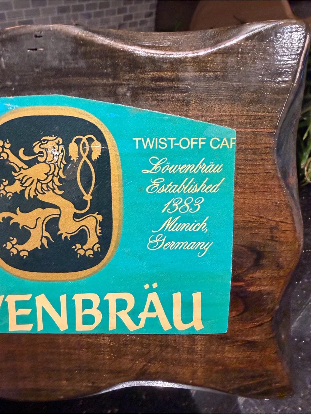 Vintage Lowenbrau Beer Homemade Wooden Sign 8x10”